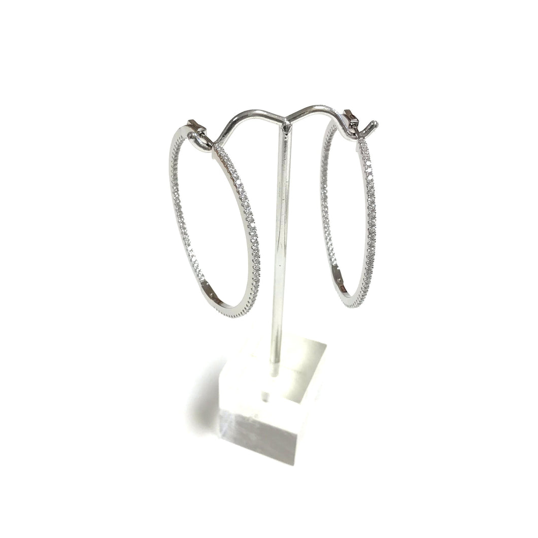 earrings hoops silver cubic zirconia