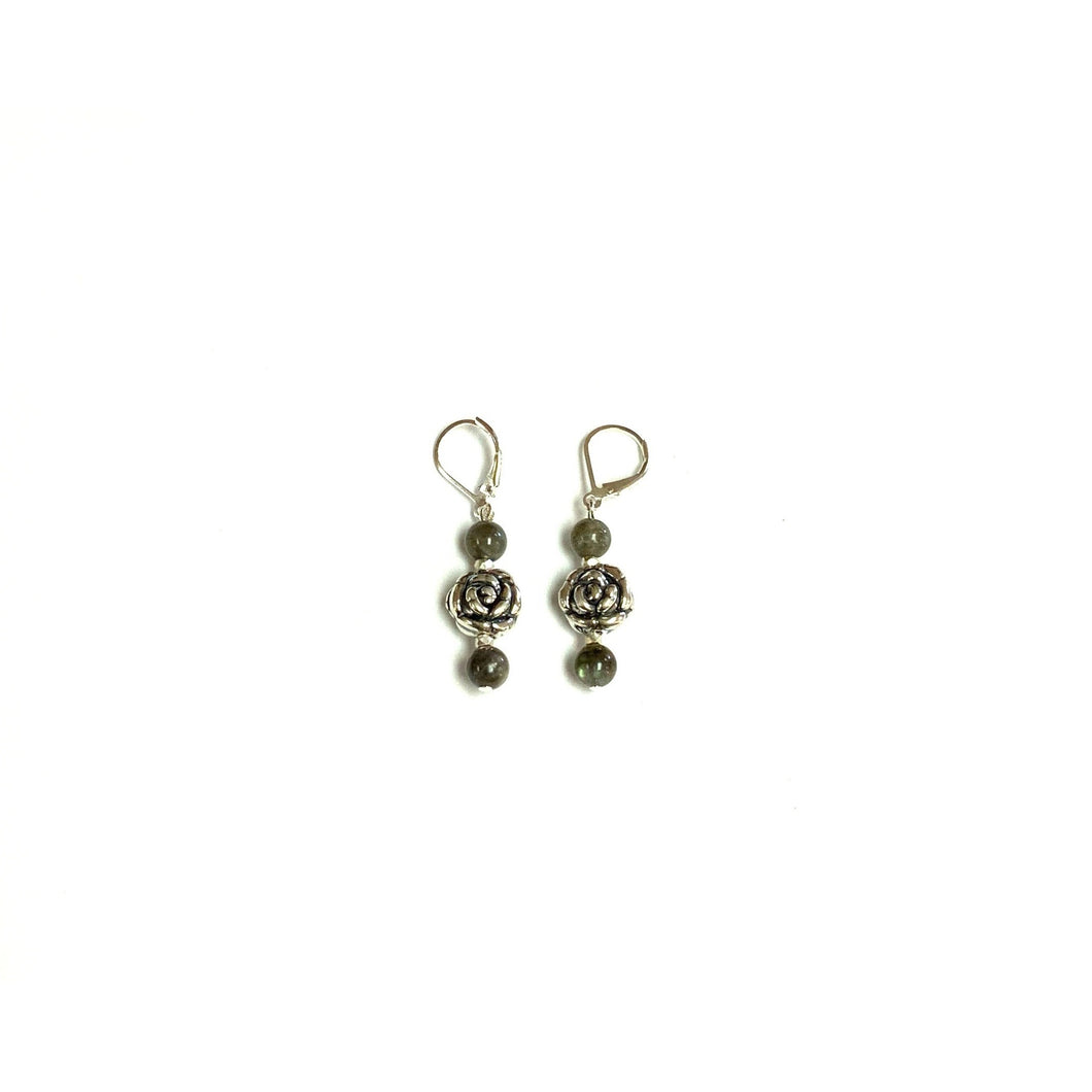 earrings french hook silver labradorite