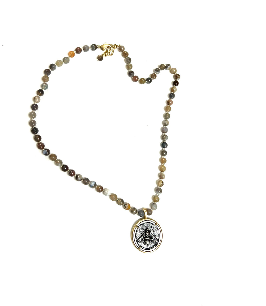 Botswana Agate Bee Necklace!
