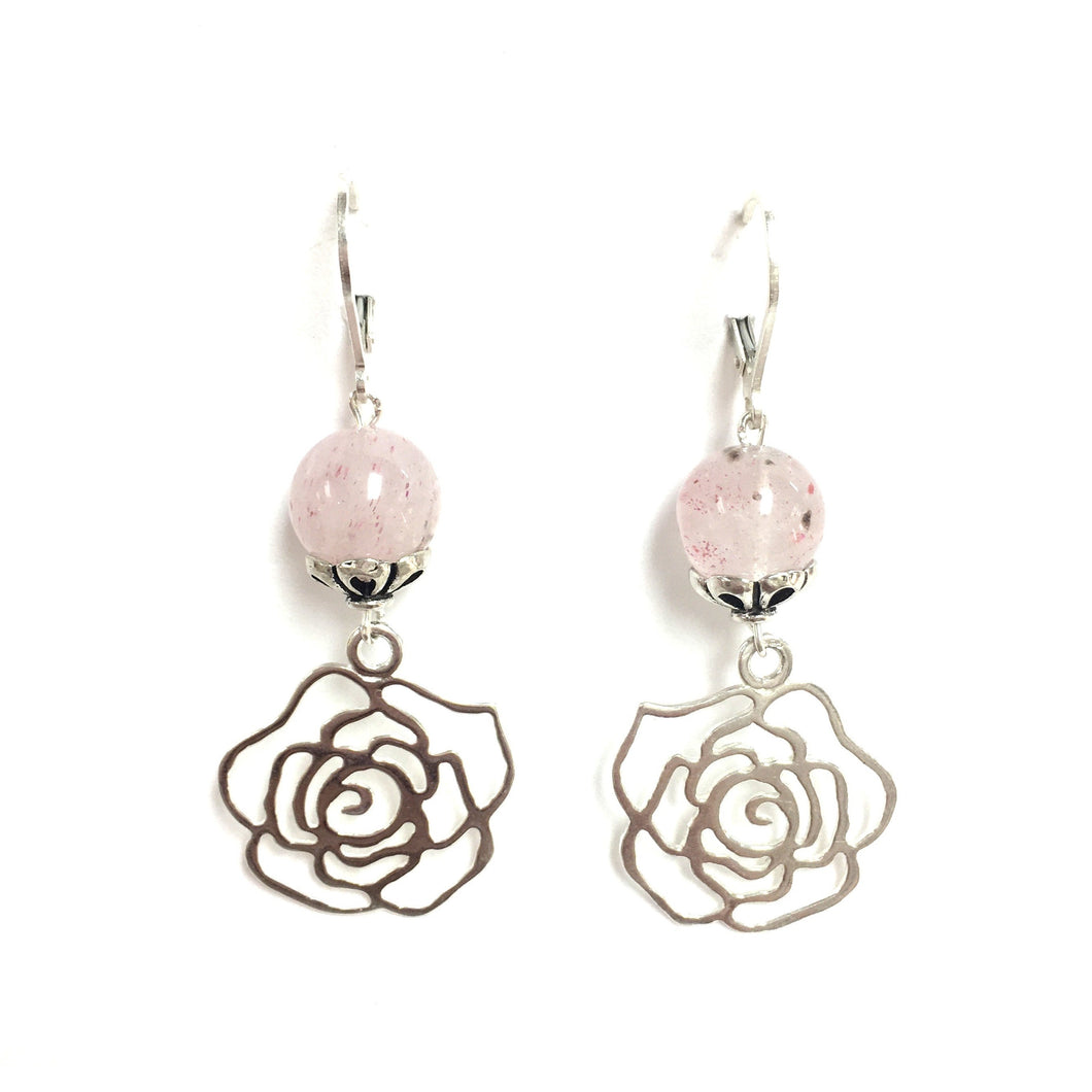 earrings french hook silver quartz