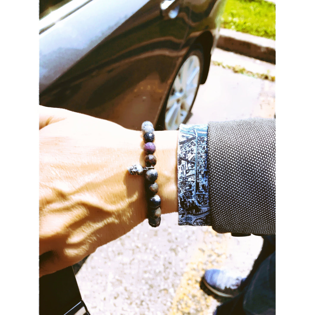 Denim Jasper Skull Bracelet!