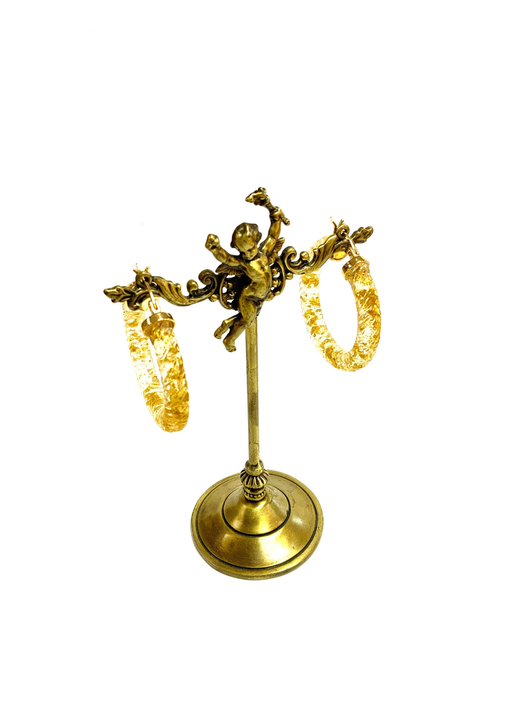 earrings hoops gold lucite