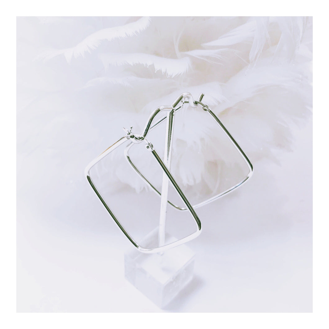 earrings hoops square silver