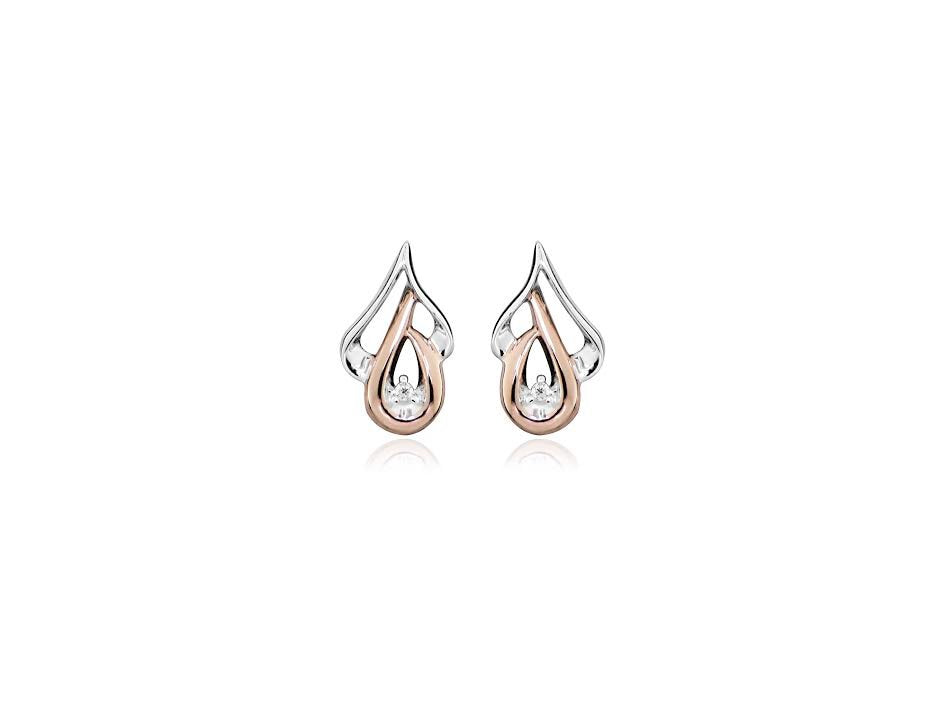 Studs earrings rose gold cubic zirconia sterling silver
