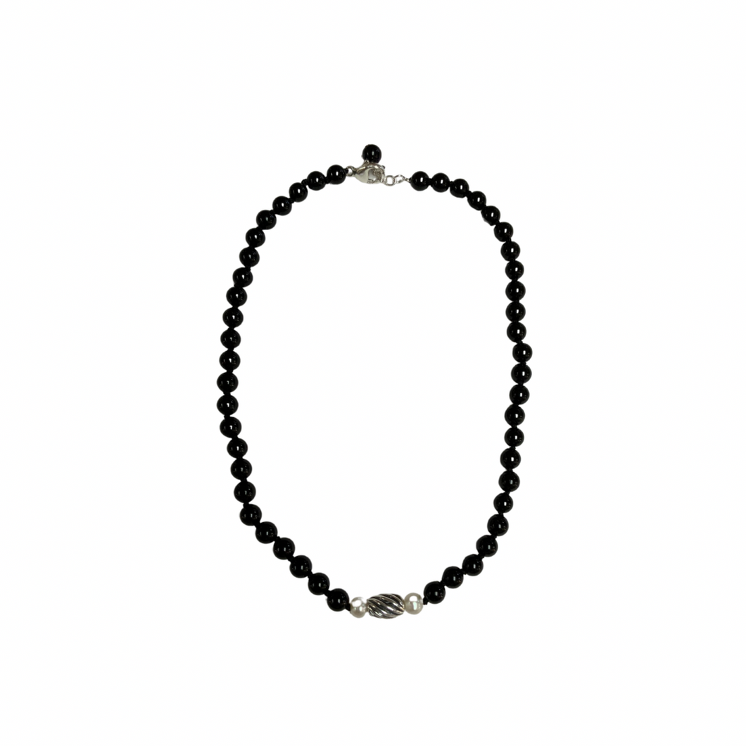 Black onyx aurora ontario sterling silver choker handmade small business local business