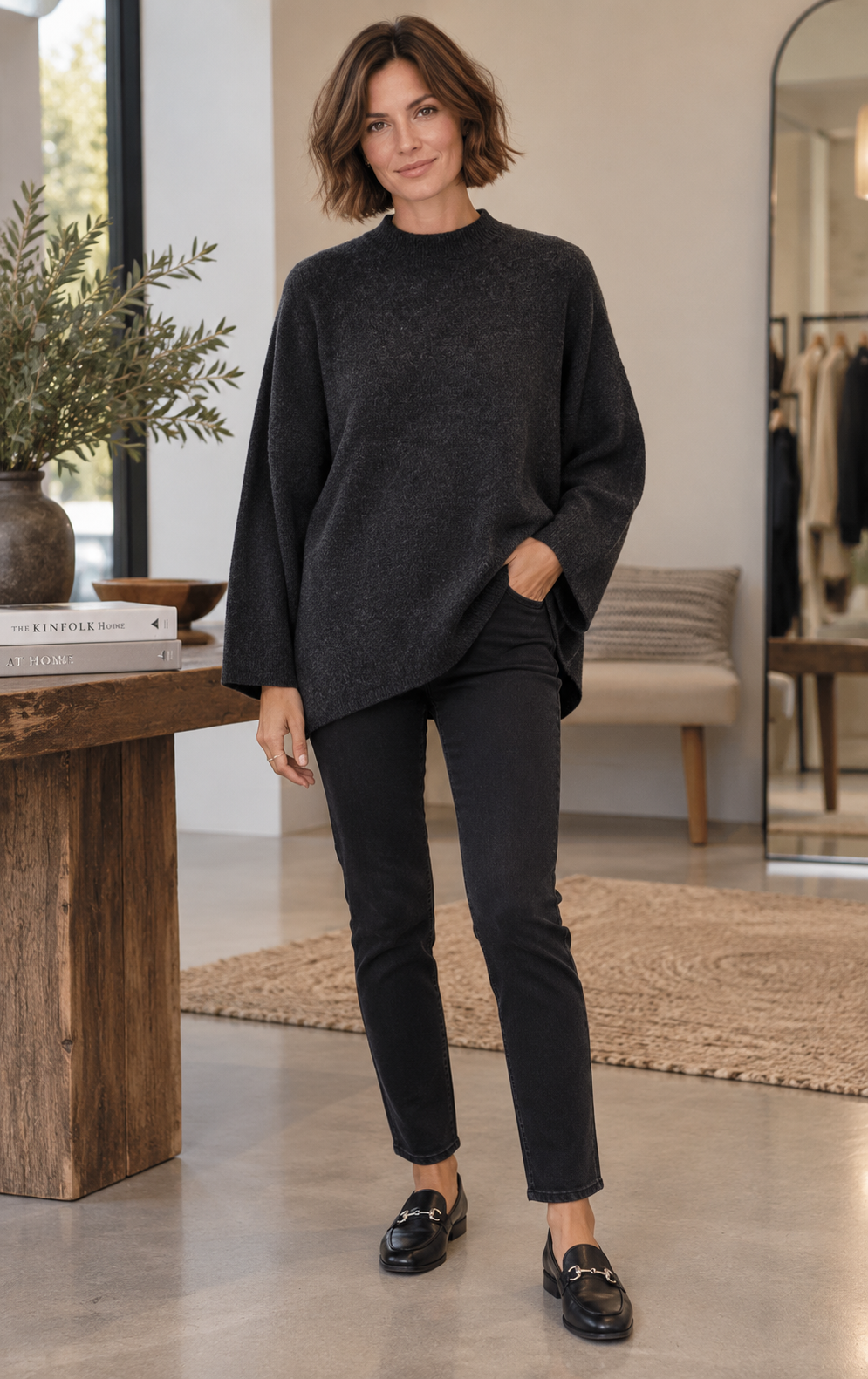 Pia Button-Back Charcoal Sweater By Jc Sophie