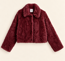 Luxurious Faux Fur Jacket In Burgundy By Summum