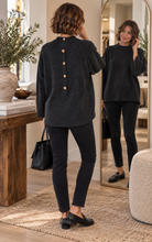 Pia Button-Back Charcoal Sweater By Jc Sophie