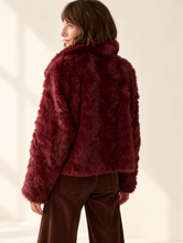 Luxurious Faux Fur Jacket In Burgundy By Summum