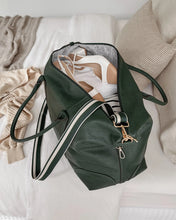 Alexis Stripe Weekender Travel Bag In Forest Green!