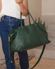 Alexis Stripe Weekender Travel Bag In Forest Green!