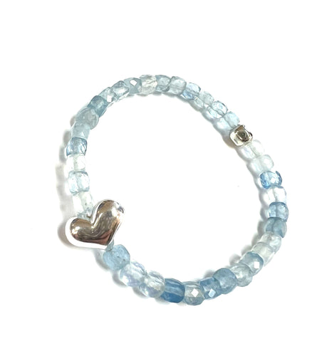 Aquamarine Puffy Heart  Bracelet!