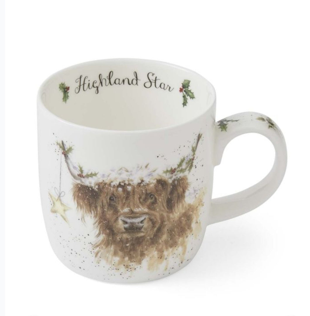 Highland Cow Star Christmas Wrendale 11oz Mug