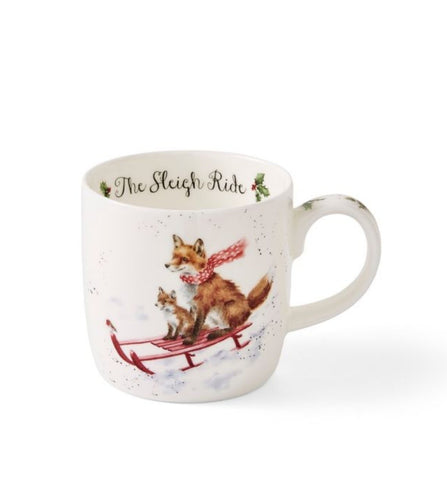 Wrendale Sleigh Ride Fox  Christmas 11oz Mug
