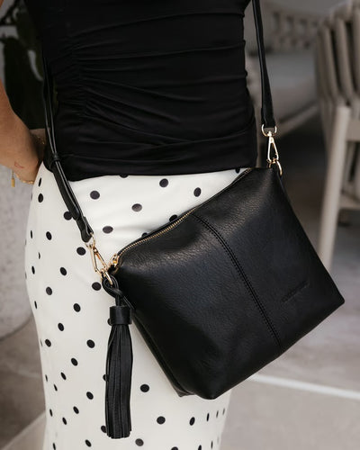 Kasey Stripe Crossbody Bag Black  *Best Seller*