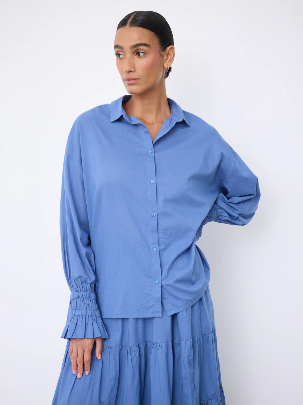 Flora Blue-Jean Blouse By NotShy Cashmere