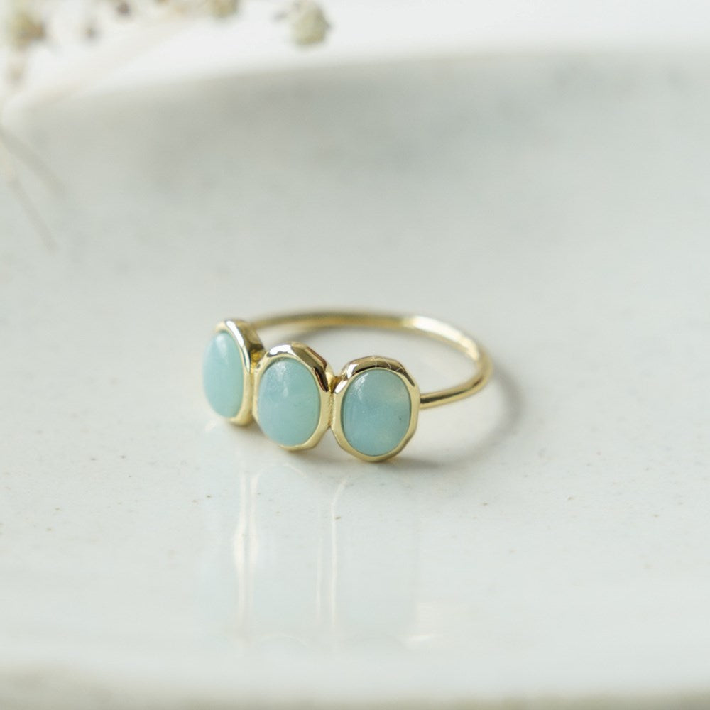 Tri Essence Amazonite Ring Gold