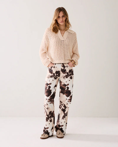 Baggy Straight Leg Jeans In Cow Print By Summum