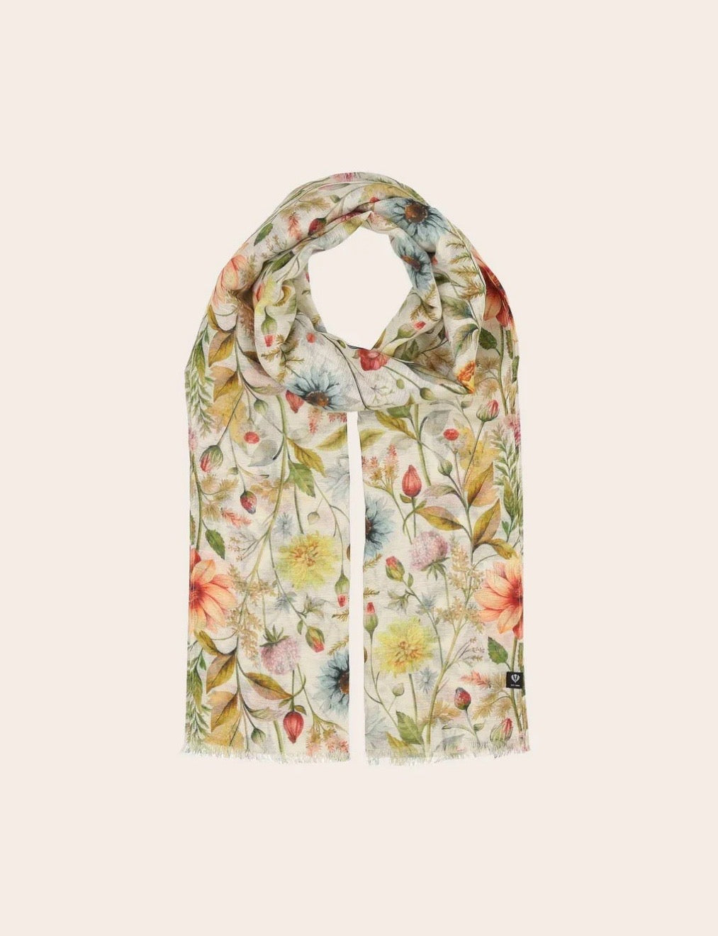Floral Print Hemp Scarf By Fraas