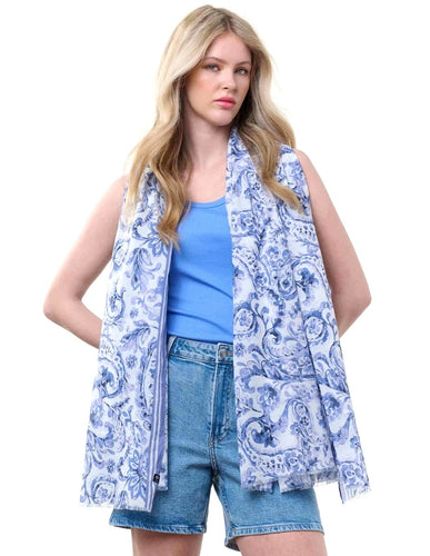 Xl Scarf With Paisley Print By Fraas