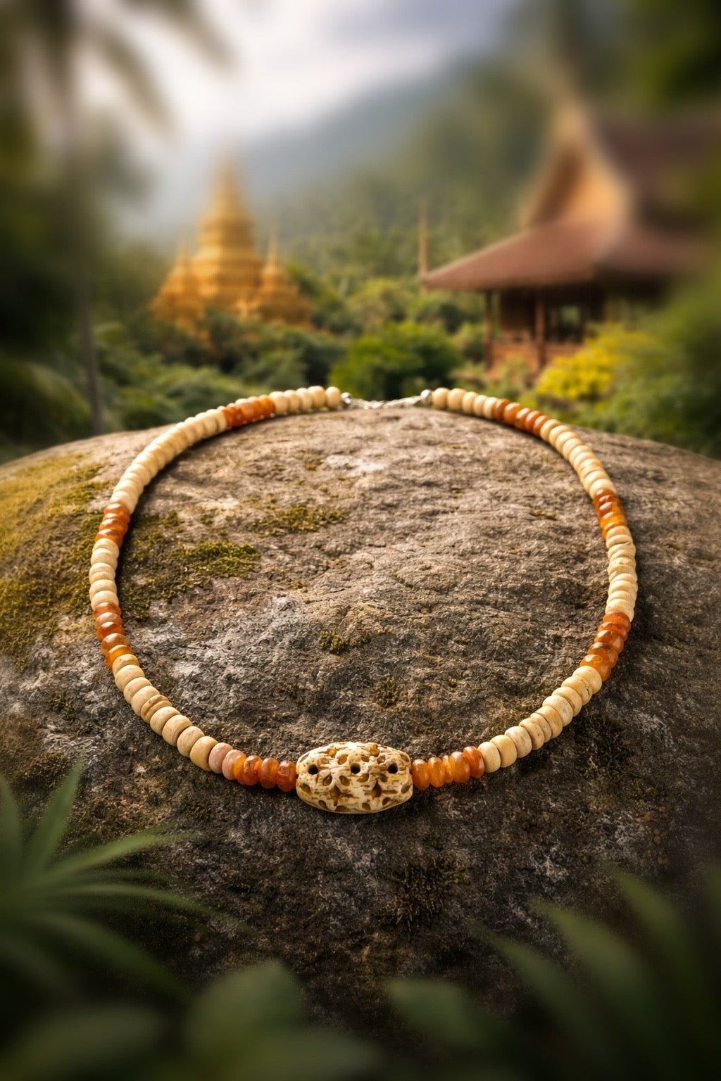 Sunstone & Wooden Necklace