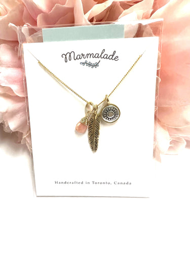 Sun & Feather Bronze Necklace By Marmalade!  50% Off!