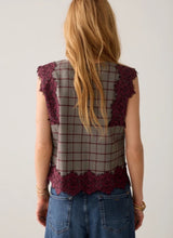 Plaid Lace Embelished Sleeveless Top By Summum
