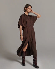 Button Down Dress In Chocolate By Summum