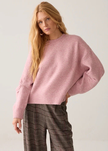 Barrel Sleeve Pink Melange Sweater By Summum