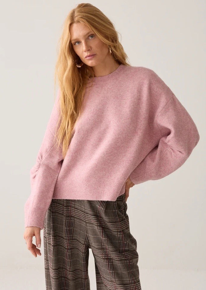 Barrel Sleeve Pink Melange Sweater By Summum