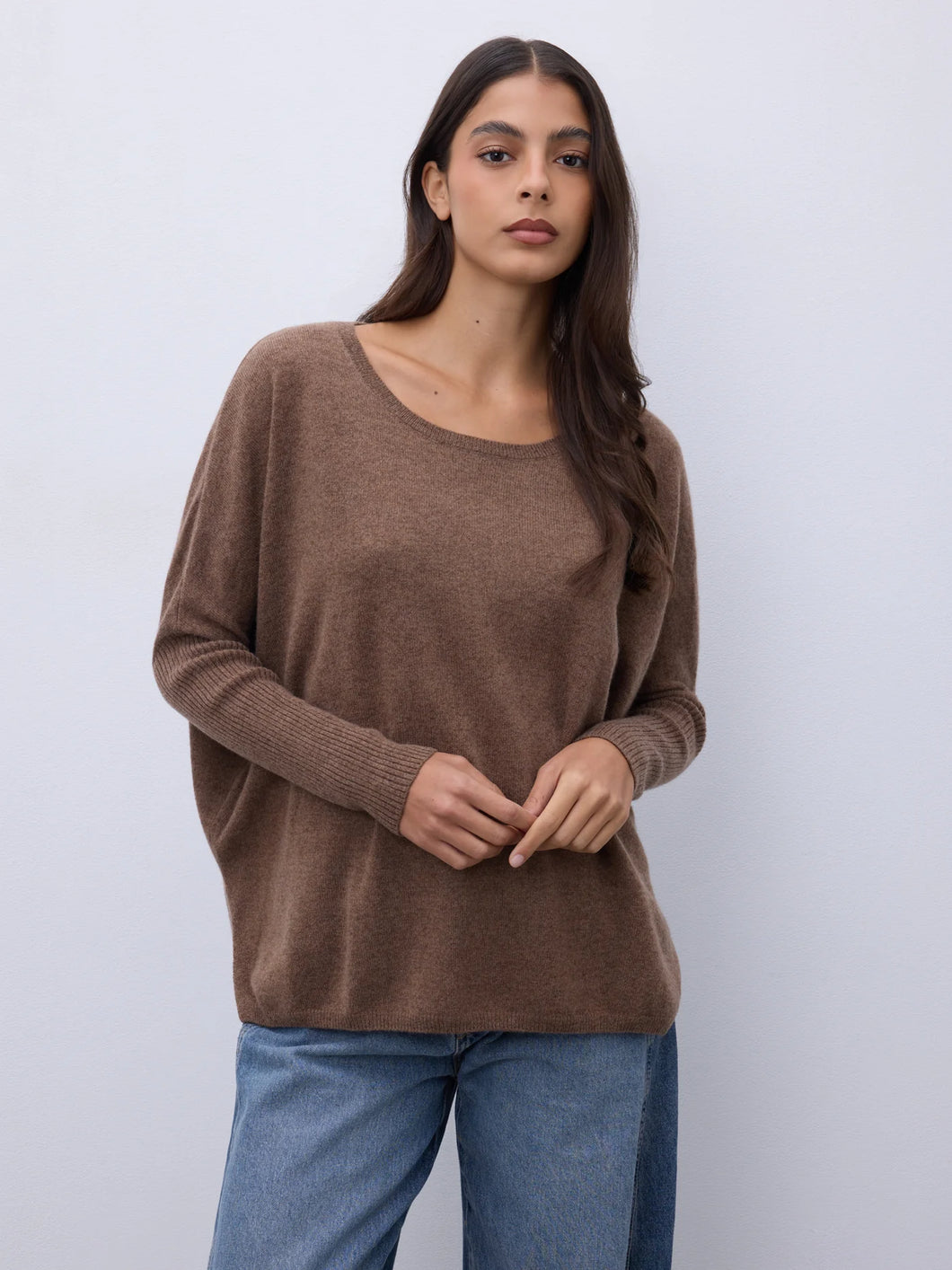 Agnes Cashmere Sweater By NotShy Cashmere Cafe Au Lait