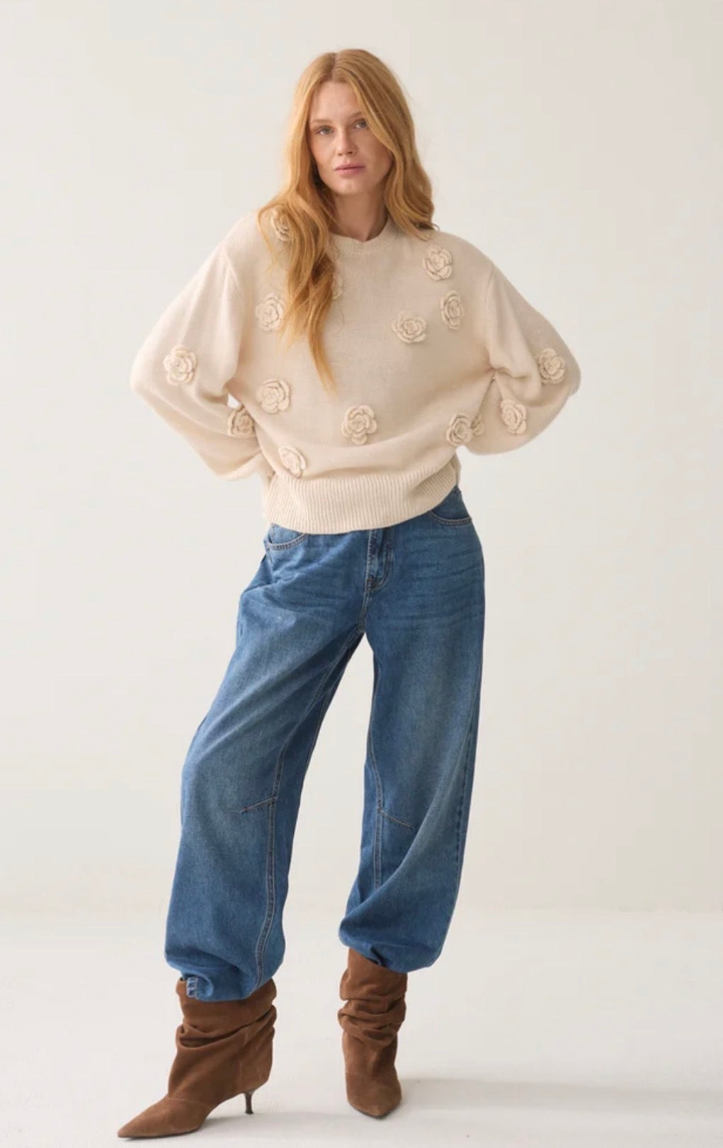 Embroidered Knit Flower Sweater By Summum