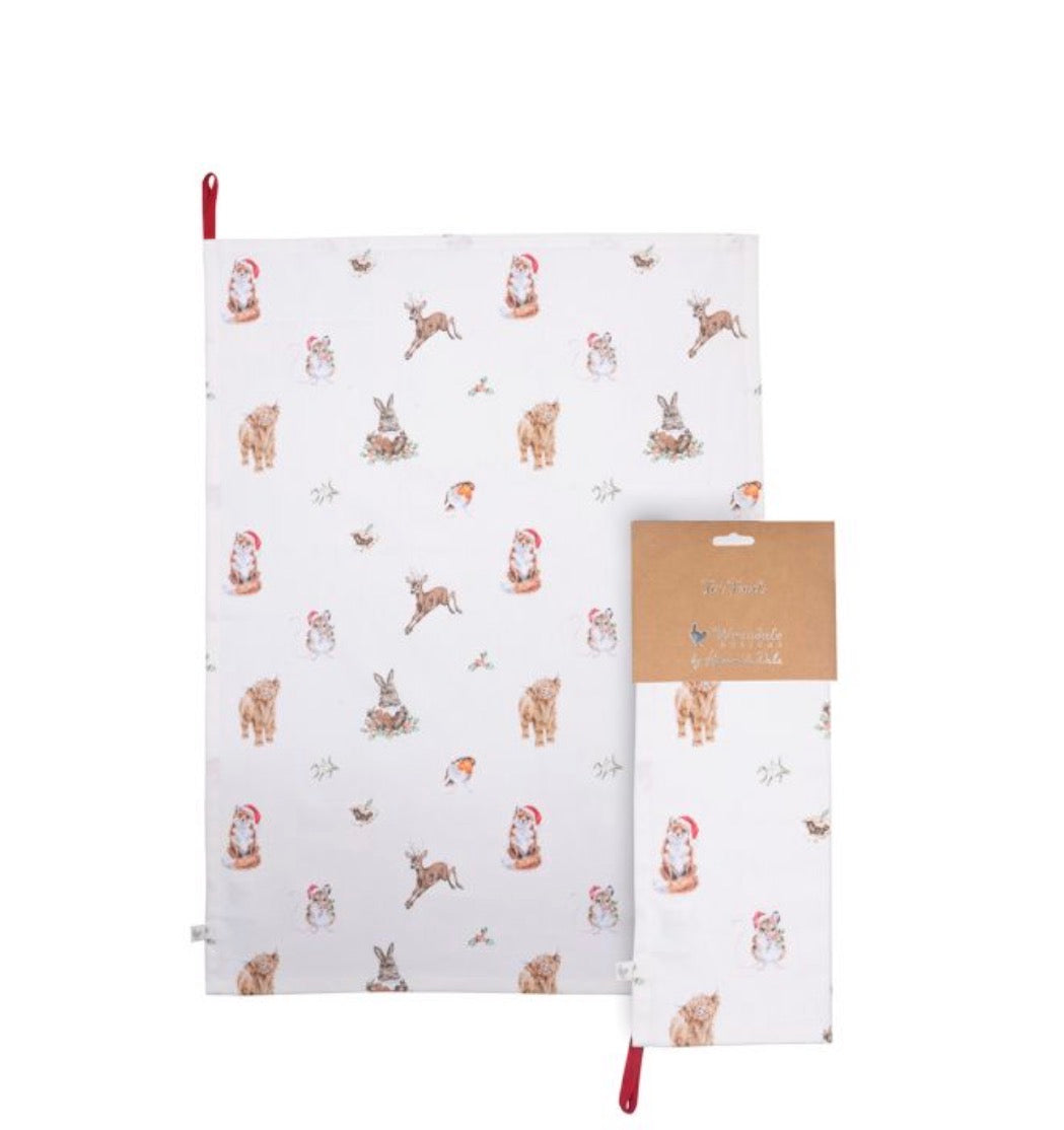 Winter Woodland Animal Tea Towel By Wrendale