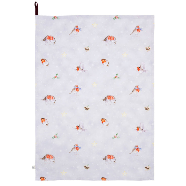 Robin Christmas Tea Towel By Wrendale