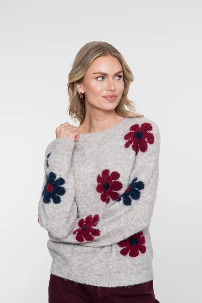 Floral Knit Sweater By Geisha From Netherlands