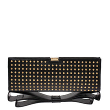 Zac Posen Black Leather Gold Studded Evening Clutch