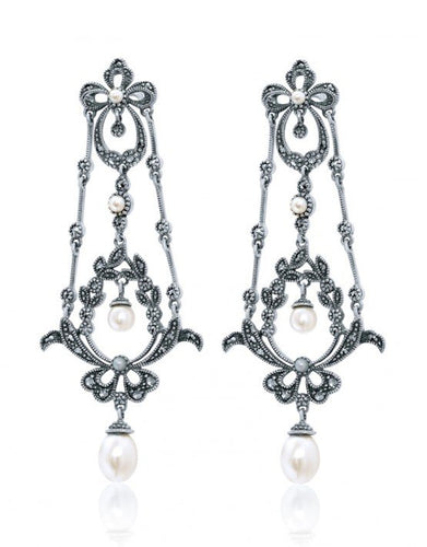 Pearl & Marcasite Chandelier Earrings!