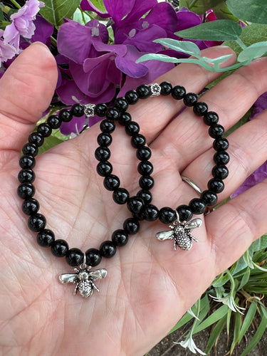 Sterling Silver Bee & Black Onyx