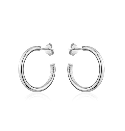 Textured Tube Sterling Silver Hoops!