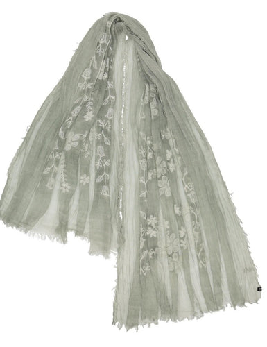 Embroidered All Over Fringe Scarf!  Three Colours!  50% Off!