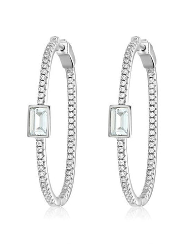 Oval Sterling Silver CZ Hoops!