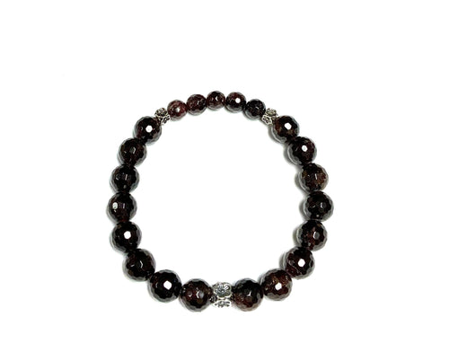 Garnet & Sterling Silver Bracelet With Flowers!