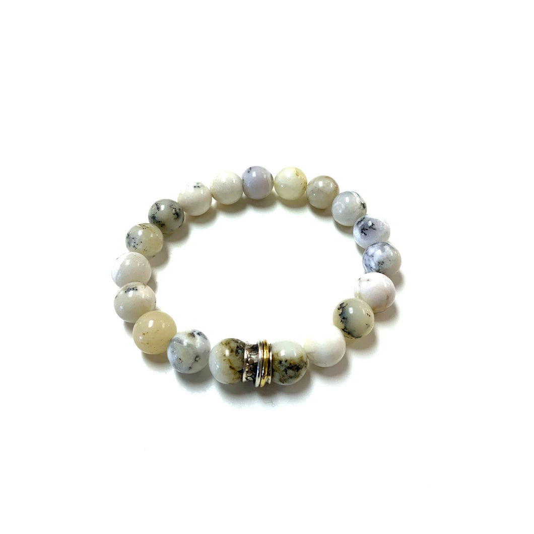 BZen Meditation Ring Bracelet In White Dendrite Opals!