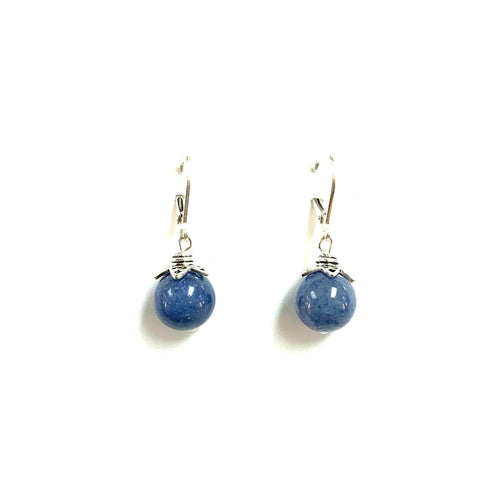 Earrings blue aventurine French hooks sterling silver made in aurora