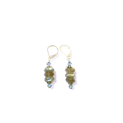 earrings french hoop silver labradorite