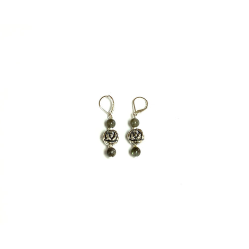earrings french hook silver labradorite