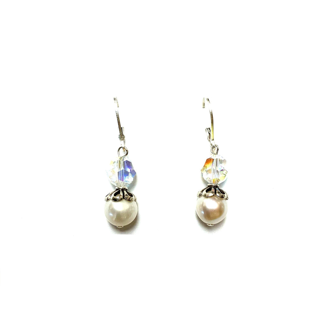 earrings drop silver pearl