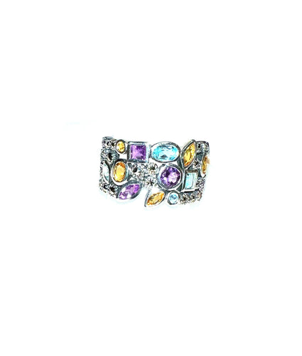 Multi Stone Faceted Marcasite Ring!