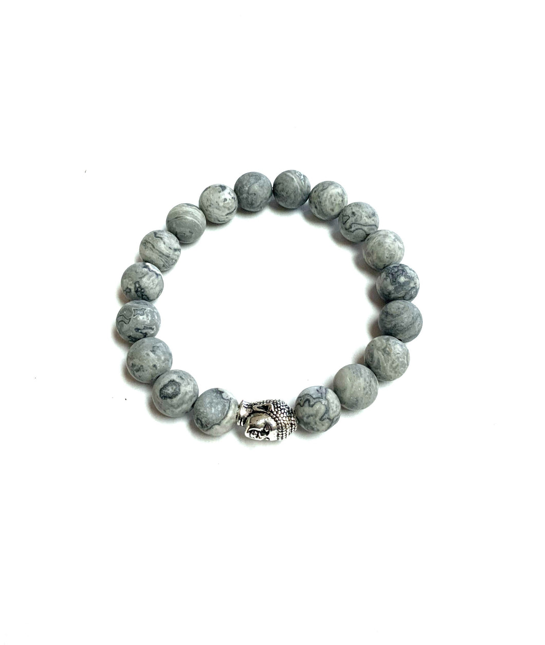 BZen Map Stone Bracelet With Pewter Buddha!