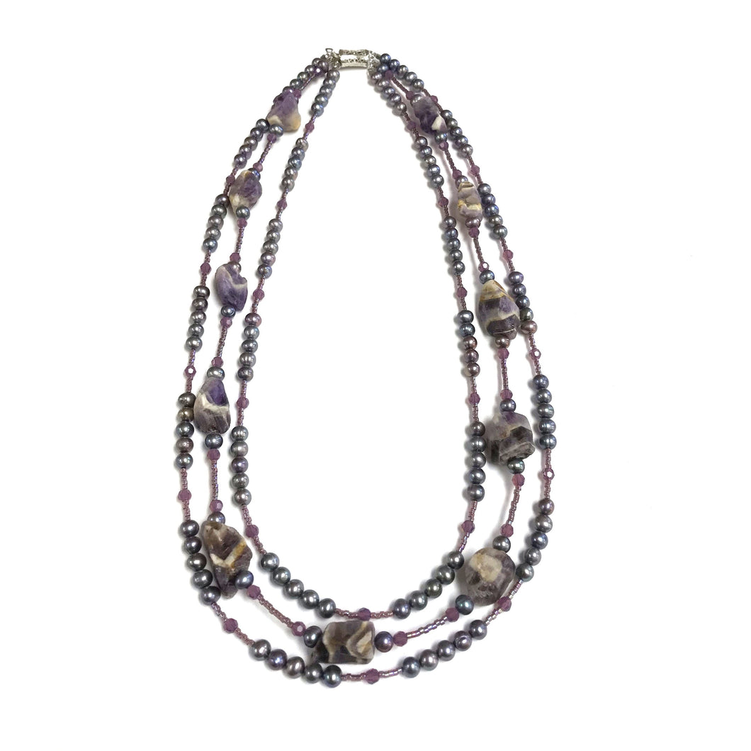 Triple Strand Amethyst Necklace!